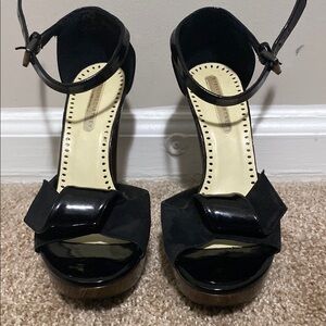 STELLA MCCARTNEY | Black Platform Suede Heels | 38 1/2